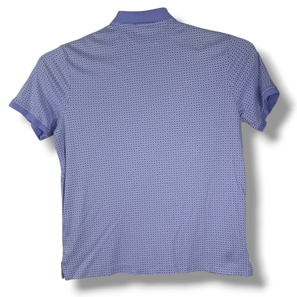 Polo Ralph Lauren Polo Shirt Men Large Blue Geometric Classic Fit Golf Polo Prep